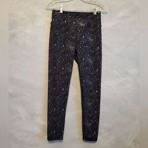 Noli Celestial Black Silver Foil Starburst Pattern Leggings Sz M